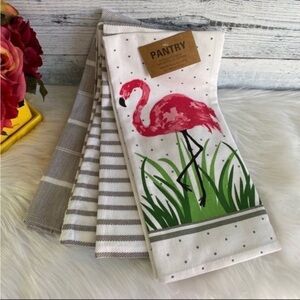 4pk Flamingo Print Kitchen Towels -Set Of 4